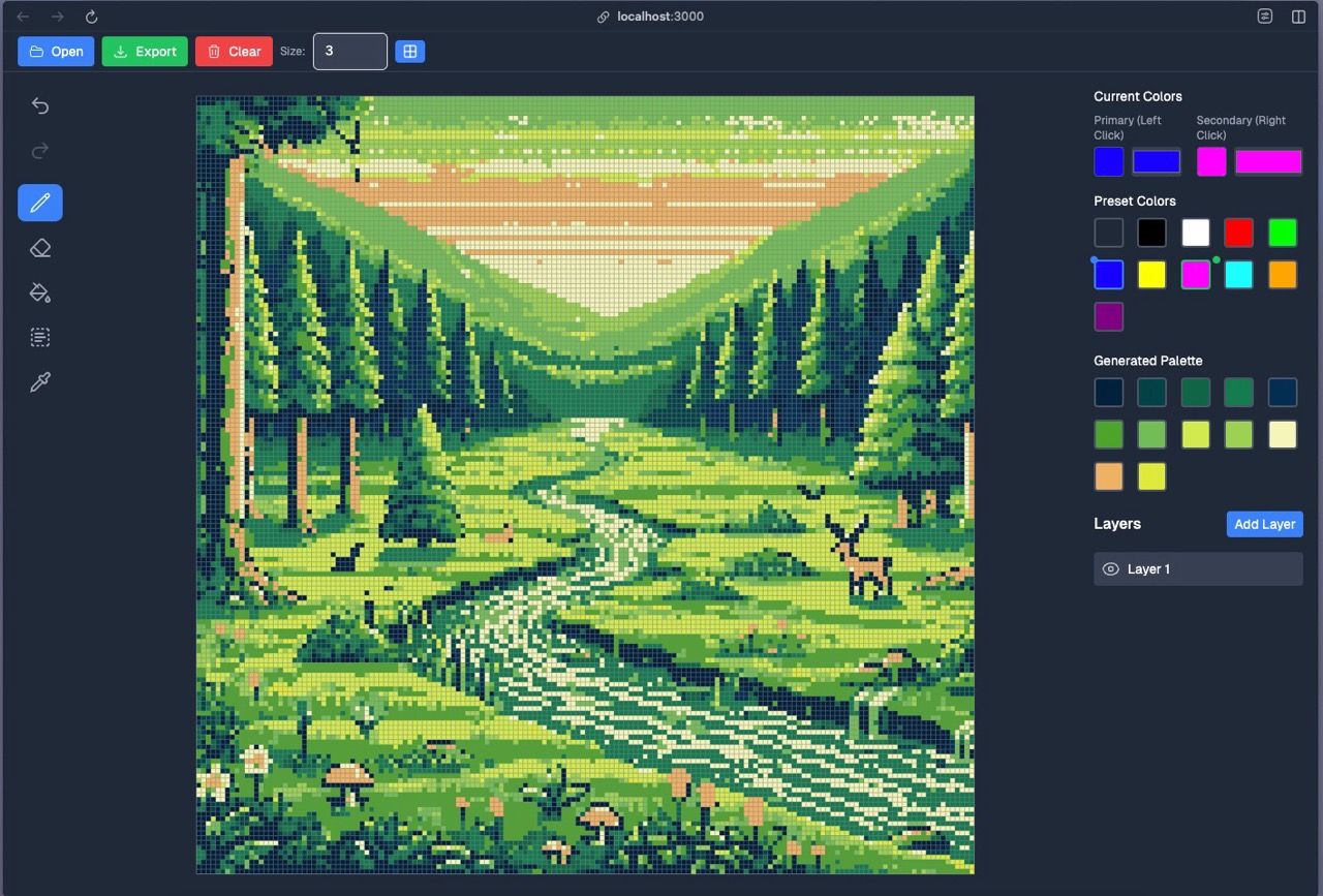 Pixel art editor interface preview