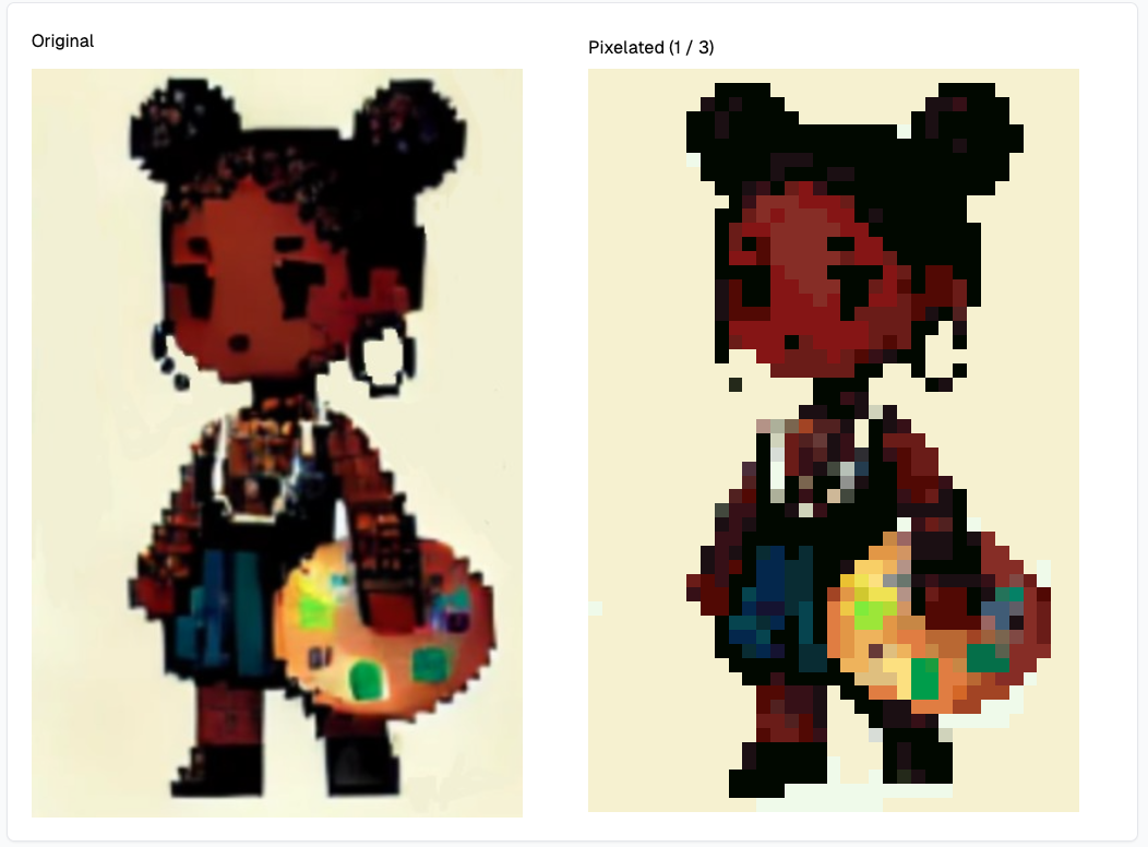 Pixel art transformation preview